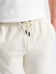 BASIC vyriškos medvilninės sportinės kelnės joggers - kreminės V5 OM-PABS-0174
