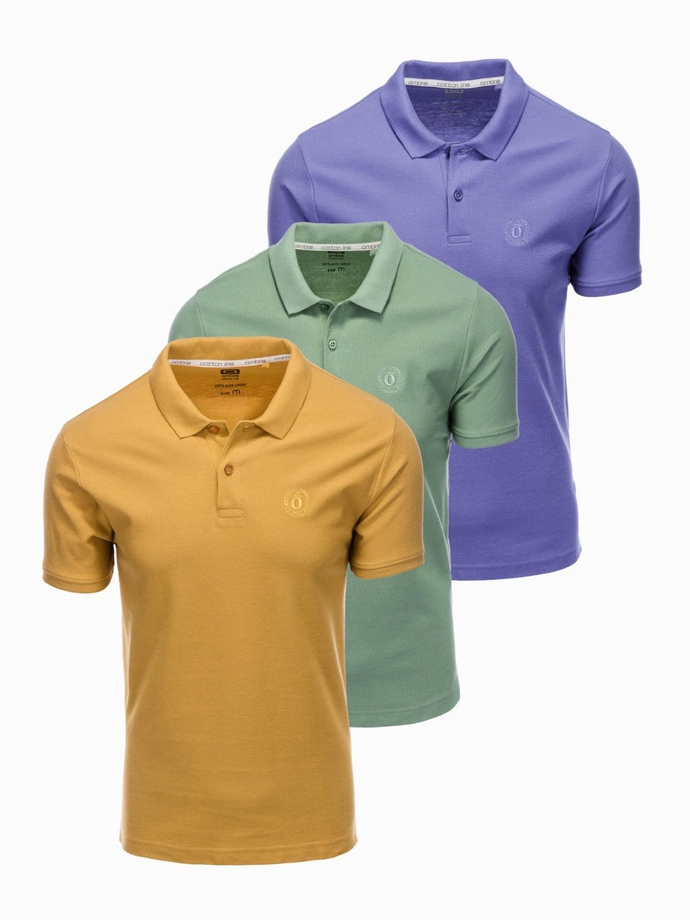 Set of men's pique knit polo shirts 3-pack - mix V4 Z28