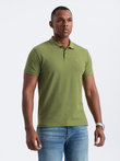 Men's BASIC single color pique knit polo shirt - olive V21 OM-POBS-0100