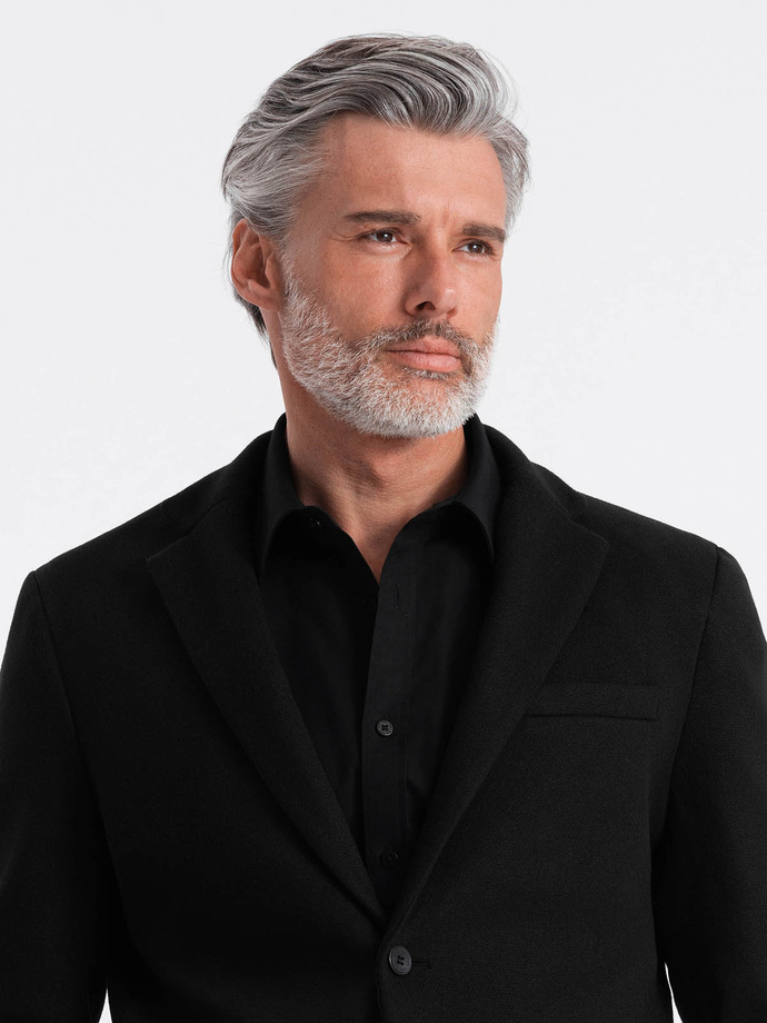 Men's casual blazer with decorative buttons on cuffs - black V3 OM-BLZB-0118