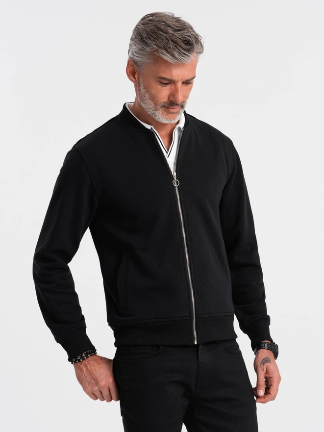 Hanorac bomber din bumbac elastic pentru bărbați - negru V5 OM-SSZP-0215