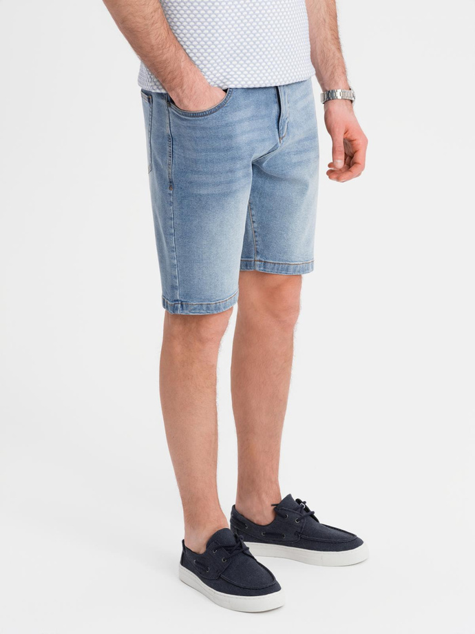 Denim men's shorts with a classic cut - light blue V2 OM-SRDS-0171
