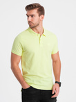 Men's pique knit polo shirt - lime green V15 S1374