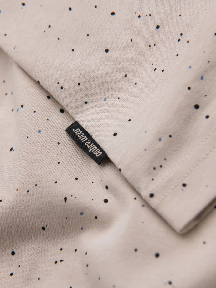 Tricou din bumbac imprimat cu decolteu rotund - negru V2 OM-TSFP-0225