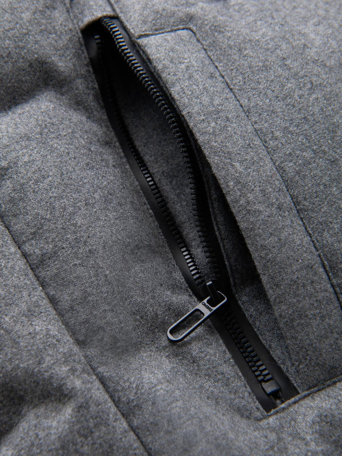 Men's lightweight jacket with mesh lining and hood - grey V1 OM-JAHP-0203