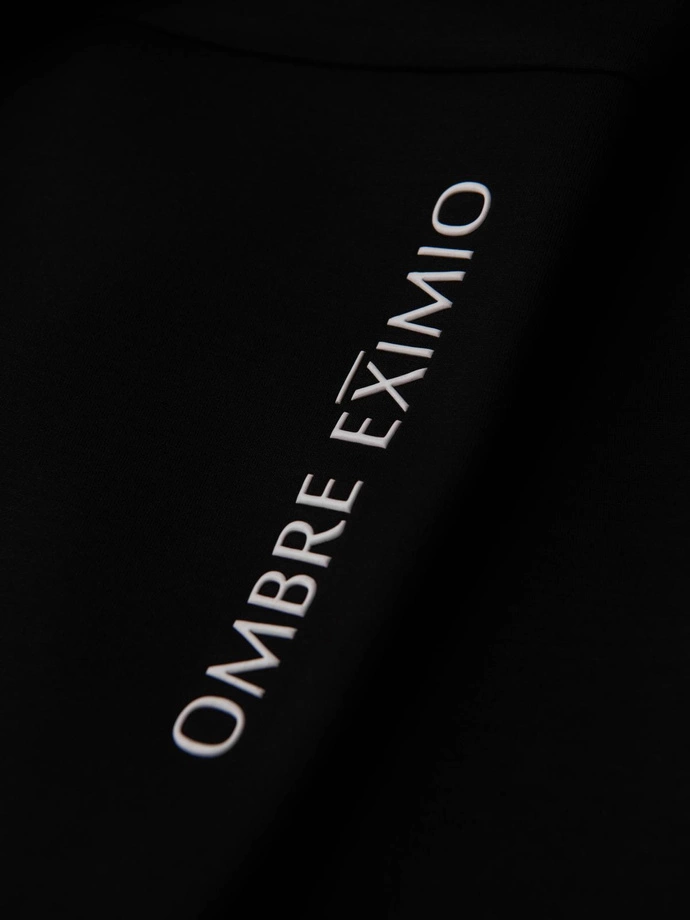 Men's sweatpants with ribbed legs and rubber print - black V1 OM-PASK-0223