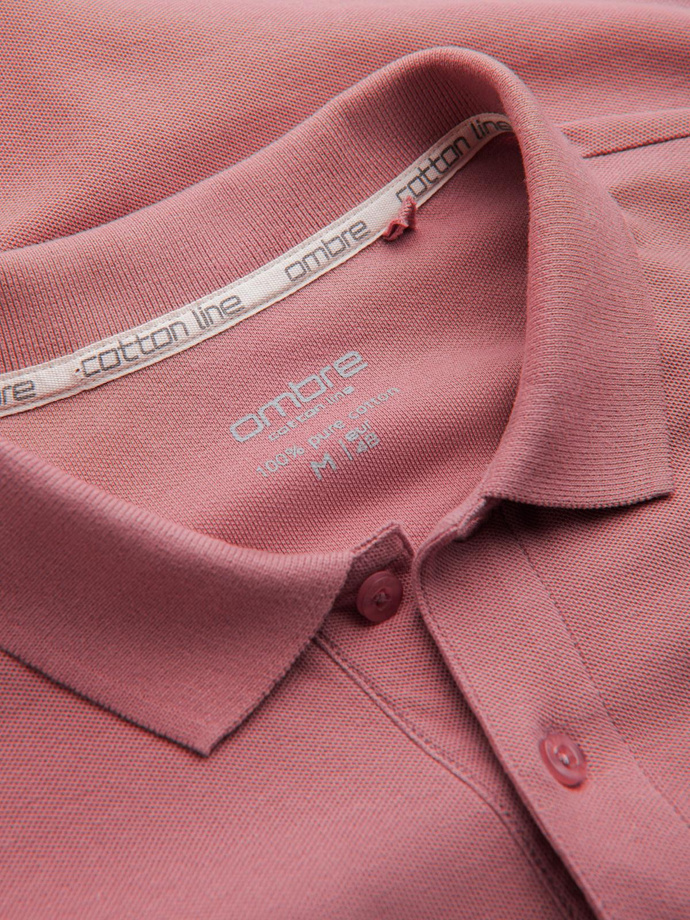 Men's BASIC single color pique knit polo shirt - dark pink V7 OM-POBS-0100