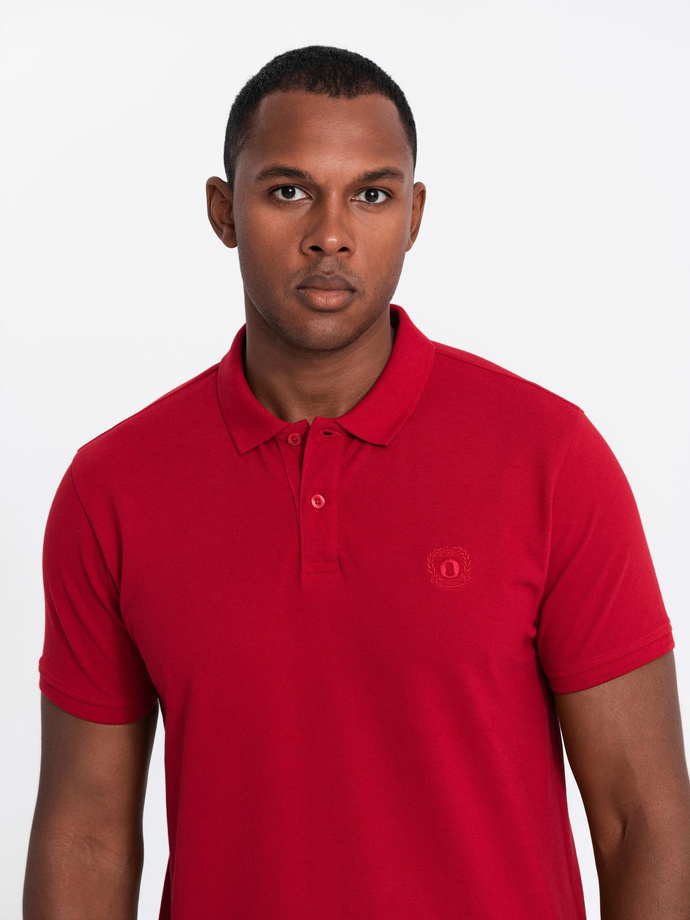 Pánske bavlnené polo tričko BASIC - námornícka/biela/červená V3 OM-POBS-0133