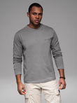 Men's cotton U-neck longsleeve with piping and chest print - grey V5 OM-LSCL-0127