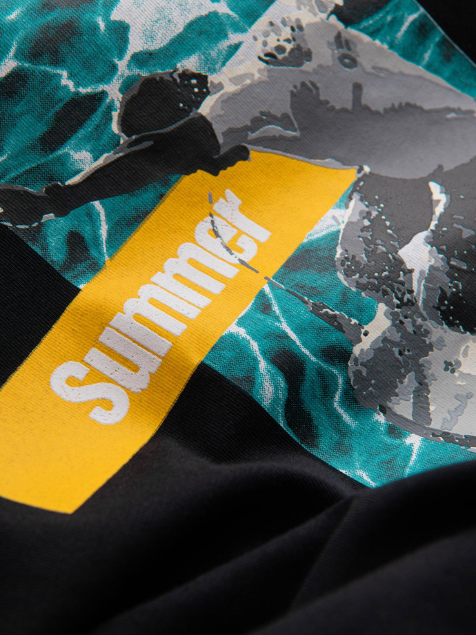 Vyriškas medvilninis marškinėlis "Summer Vibe" - juodas V1 OM-TSTT-0191