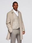Men's minimalist coat with detachable vest - beige V1 OM-COLC-0139