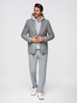 Men's checkered blazer with wool - grey V1 OM-BLZB-0117