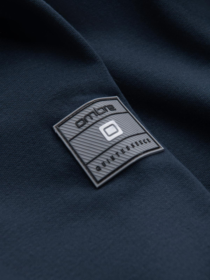 Men's unbuttoned cotton sweatshirt bomber - navy blue V4 OM-SSZP-0215