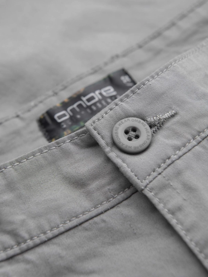 Pánske klasické chino šortky s ohrnutou nohavicou - sivé V12 OM-SRCS-0197