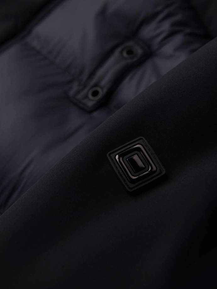 Pánská dlouhá prošívaná bunda s velkými kapsami - černá V1 OM-JALJ-0308