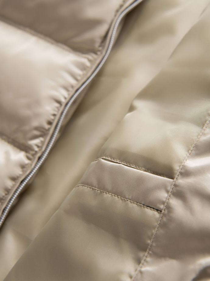 Pánska prešívaná bunda s leskom a stojačikom - svetlosivá V5 OM-JALP-0218