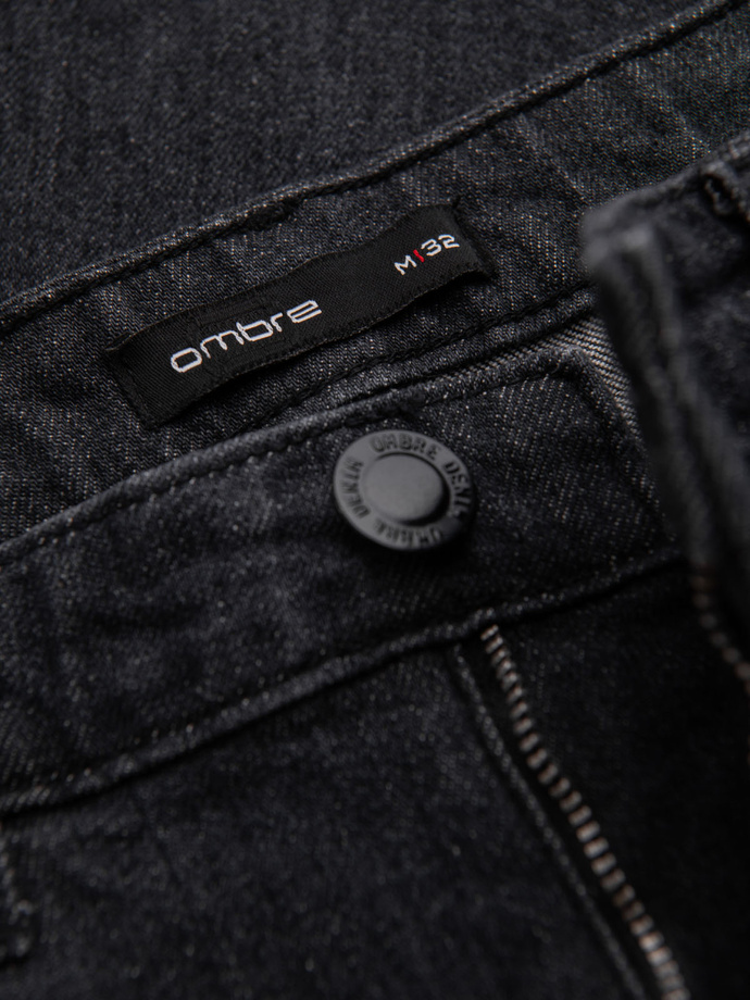 Pantaloni din denim pentru bărbați cu frecare REGULAR FIT - negru V2 OM-PADP-0241