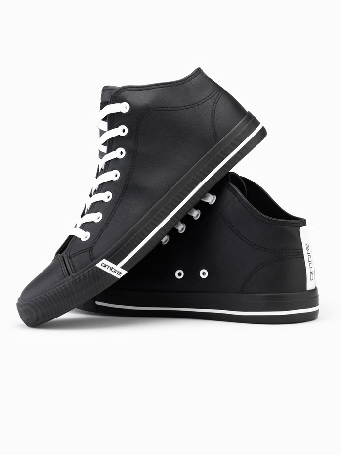 Contrasting men's sneakers with raised upper - black V1 OM-FOTH-0121