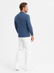 Men's collegiate style printed longsleeve - blue V2 OM-LSPT-0117