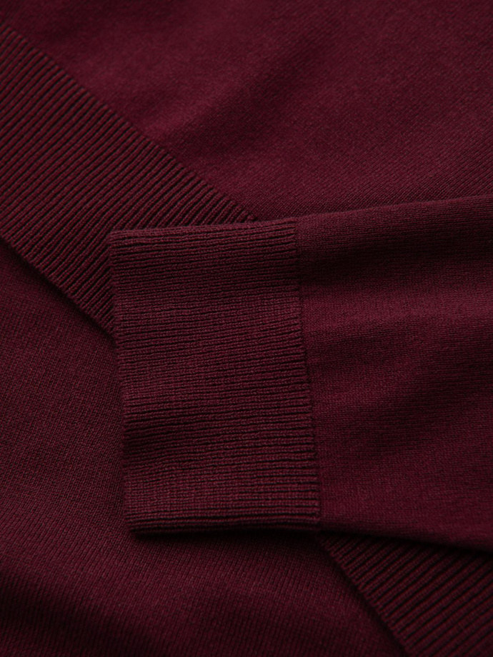 Men's single color knitted turtleneck with viscose - maroon V4 OM-SWTN-0101