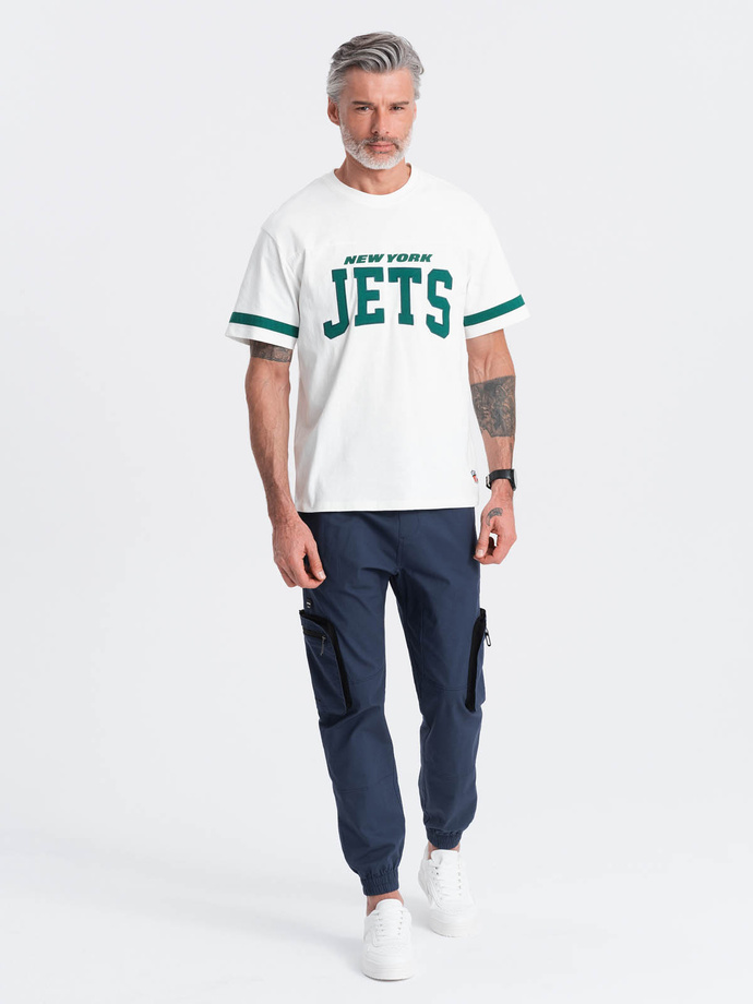 Pánske nohavice JOGGER s cargo vreckami na zips - tmavomodré V5 OM-PAJO-0135