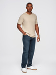 Men's waffle-textured T-shirt with round neckline - sand V2 OM-TSCT-0197