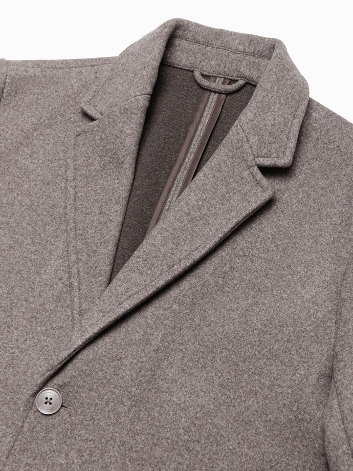 Pánsky ľahký jednoradový kabát - svetlohnedý V4 OM-COWC-0104