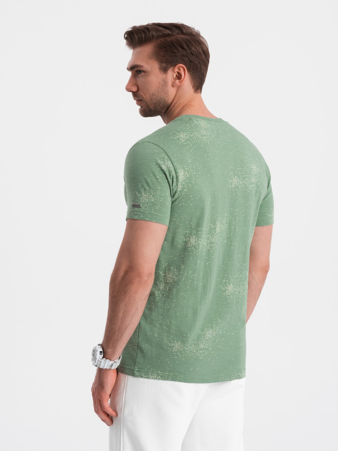 Men's full-print t-shirt with scattered letters - green V5 OM-TSFP-0179