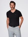 Men's V-NECK T-shirt with elastane - black V3 OM-TSCT-0106