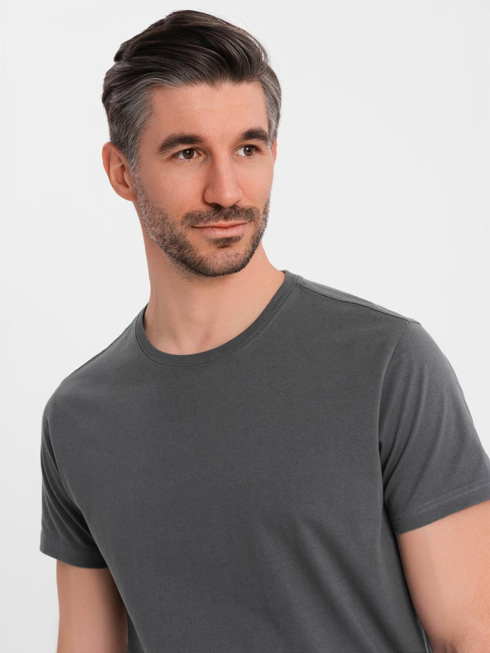 Pánske klasické bavlnené tričko BASIC - graphite V15 OM-TSBS-0236