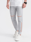 Pantaloni de trening pentru bărbați cu cusături contrastante - gri melange V3 OM-PASK-0145
