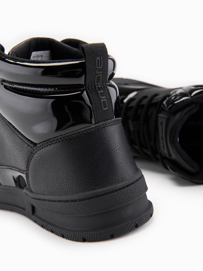 Adidași bărbătești high-top cu elemente strălucitoare - negru V1 OM-FOSH-0178