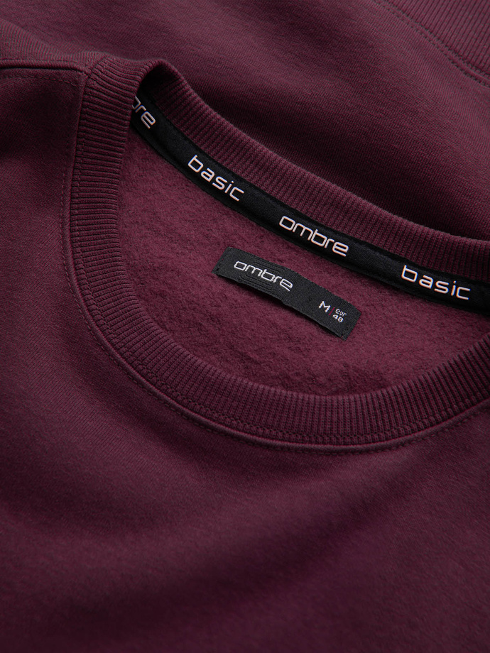 Men's BASIC cotton non-stretch sweatshirt - maroon V3 OM-SSBN-0159