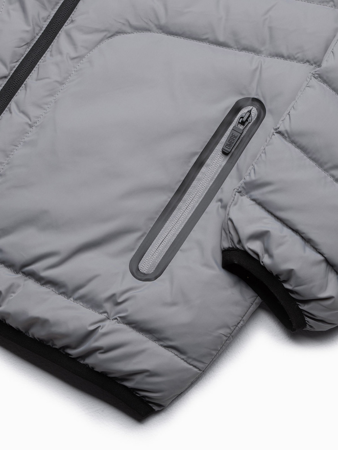 Vyriška dygsniuota sportinė striukė - pilka V5 OM-JALP-0118