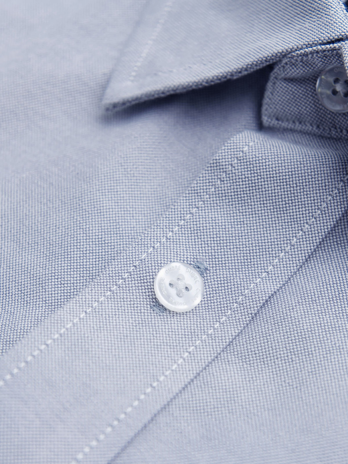 Elegant men's oxford shirt with embroidery - blue V1 OM-SHOS-0172
