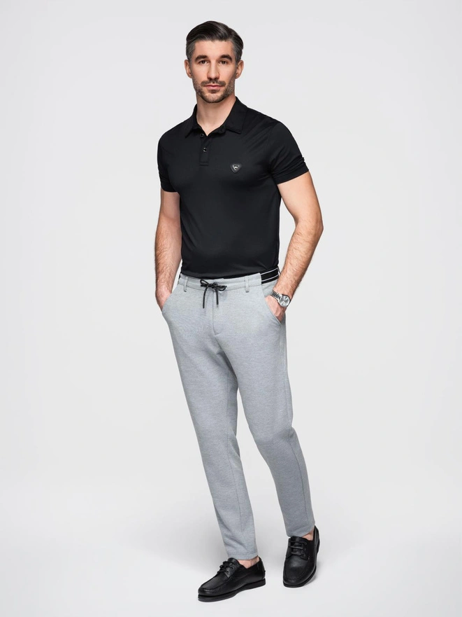 Pantaloni bărbătești tricotați cu talie elastică - gri deschis V1 OM-PACP-0116