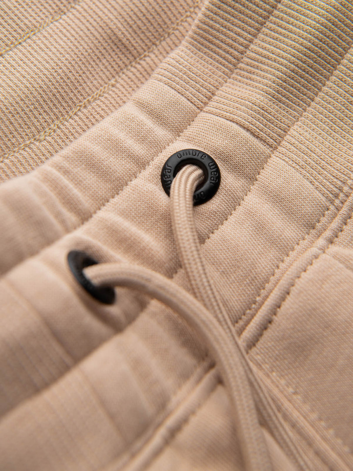 Pantaloni scurți de trening din bumbac BASIC pentru bărbați - bej V6 OM-SRBS-0149