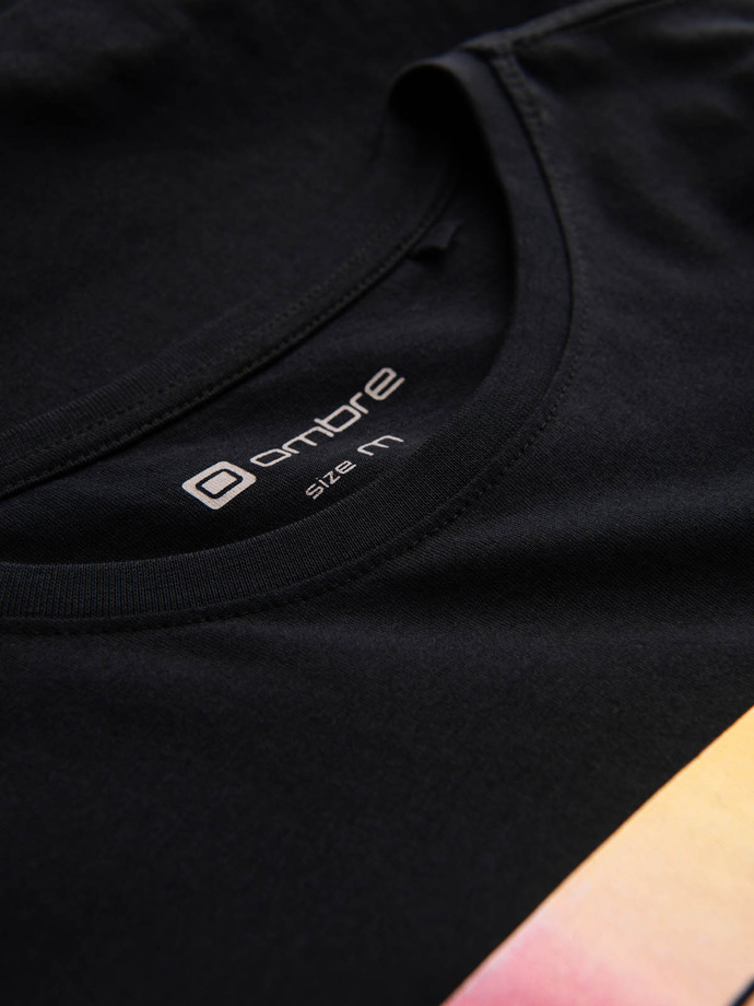 Tricou bărbătesc din bumbac imprimat - negru V1 S1750