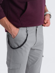 Men's pants with cargo pockets and leg hem - grey V4 OM-PACG-0189