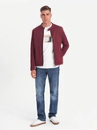 Men's structured fabric biker jacket - maroon V2 C642