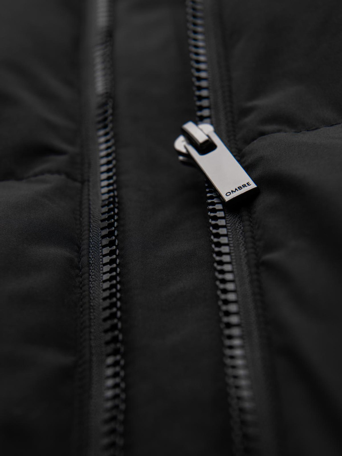 Men's classic long hooded jacket - black V1 OM-JALJ-0269