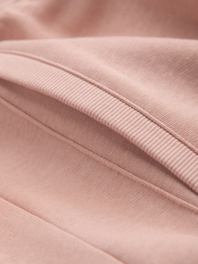 Pantaloni scurți tricotați pentru bărbați cu cordon în talie și buzunare - roz pudră V11 OM-SRBS-0139