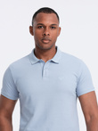 Tricou polo BASIC pentru bărbați, tricou piqué monocolor - denim albastru V17 OM-POBS-0100