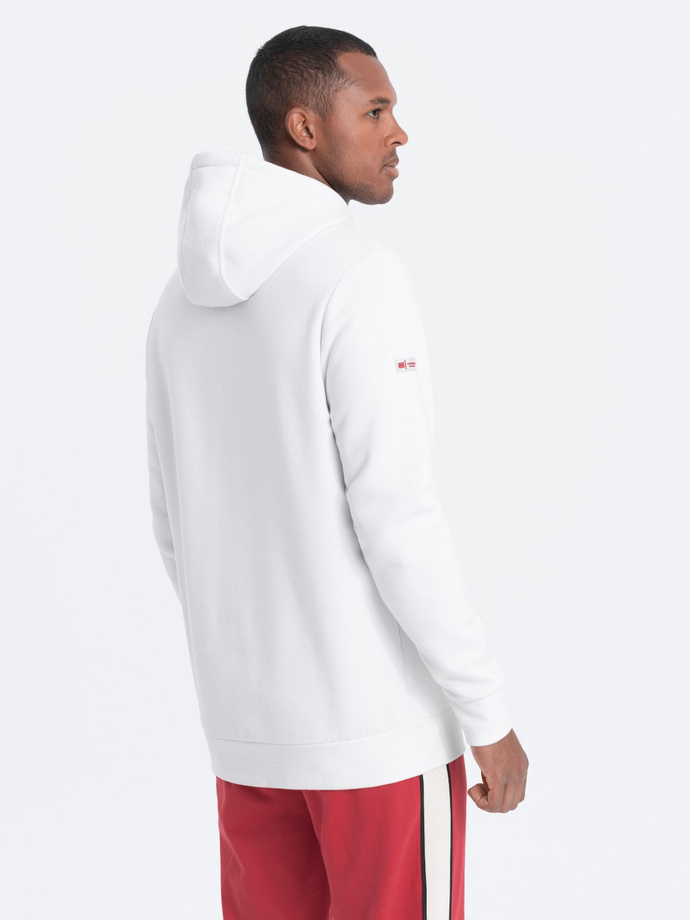 Men's hoodie with zippered pocket - white V3 OM-SSNZ-22FW-006