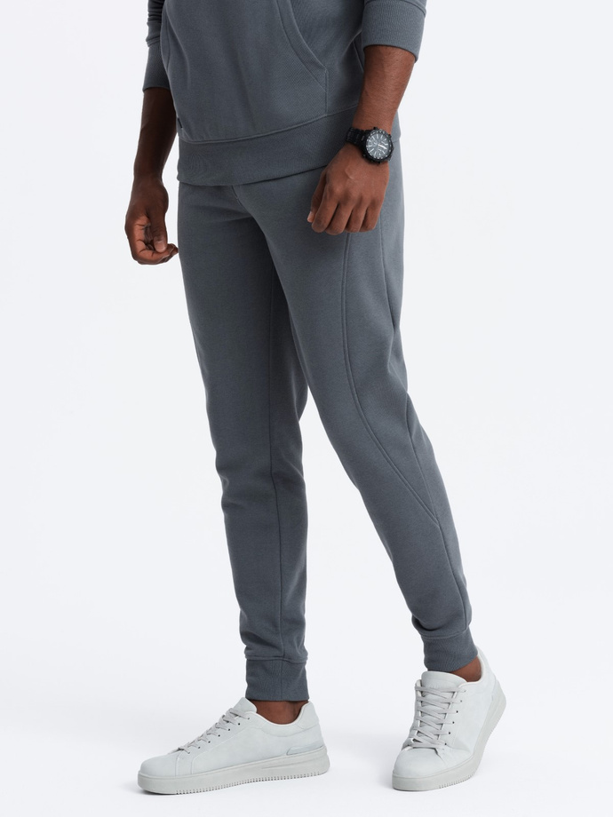 BASIC men's tracksuit set kangaroo sweatshirt + joggers - graphite