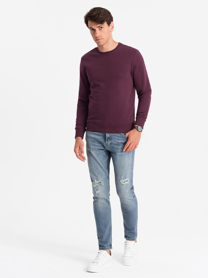 Men's BASIC cotton non-stretch sweatshirt - maroon V3 OM-SSBN-0159