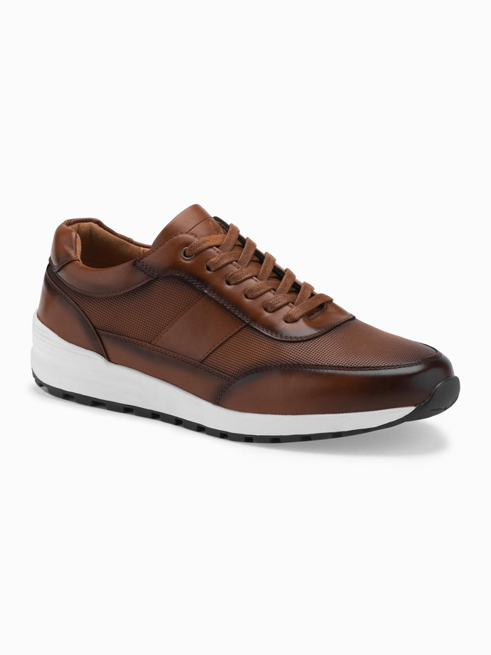 Men's eco leather sports shoes sneakers - brown V1 OM-FOSL-0181