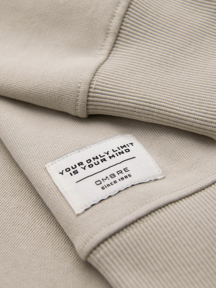 Men's BASIC sweatshirt with round neckline - light beige V1 OM-SSBN-0175