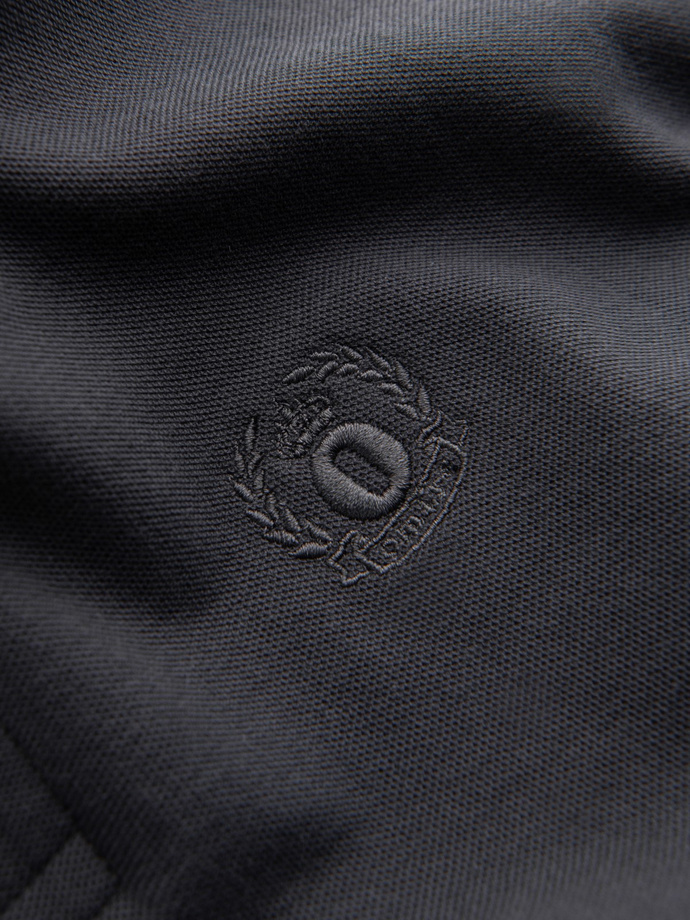 Tricou polo BASIC pentru bărbați, tricou piqué monocolor - grafit V3 OM-POBS-0100