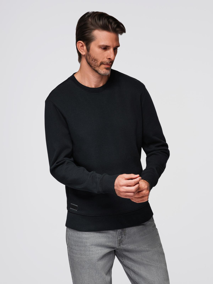 BASIC men's non-stretch cotton sweatshirt - black V9 OM-SSBN-0159